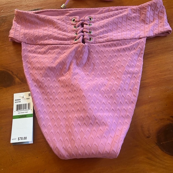 NWT Two Piece Isabella Rose Mauve Bathing Suit Size Large Mermaid Style Tropical - Picture 6 of 10